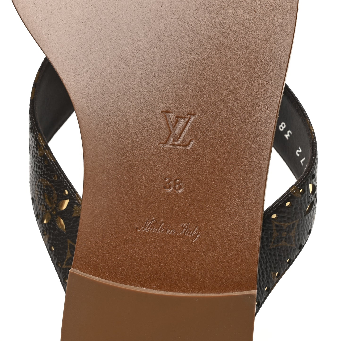 Monogram Sunny Flat Thong Sandals 38 Brown