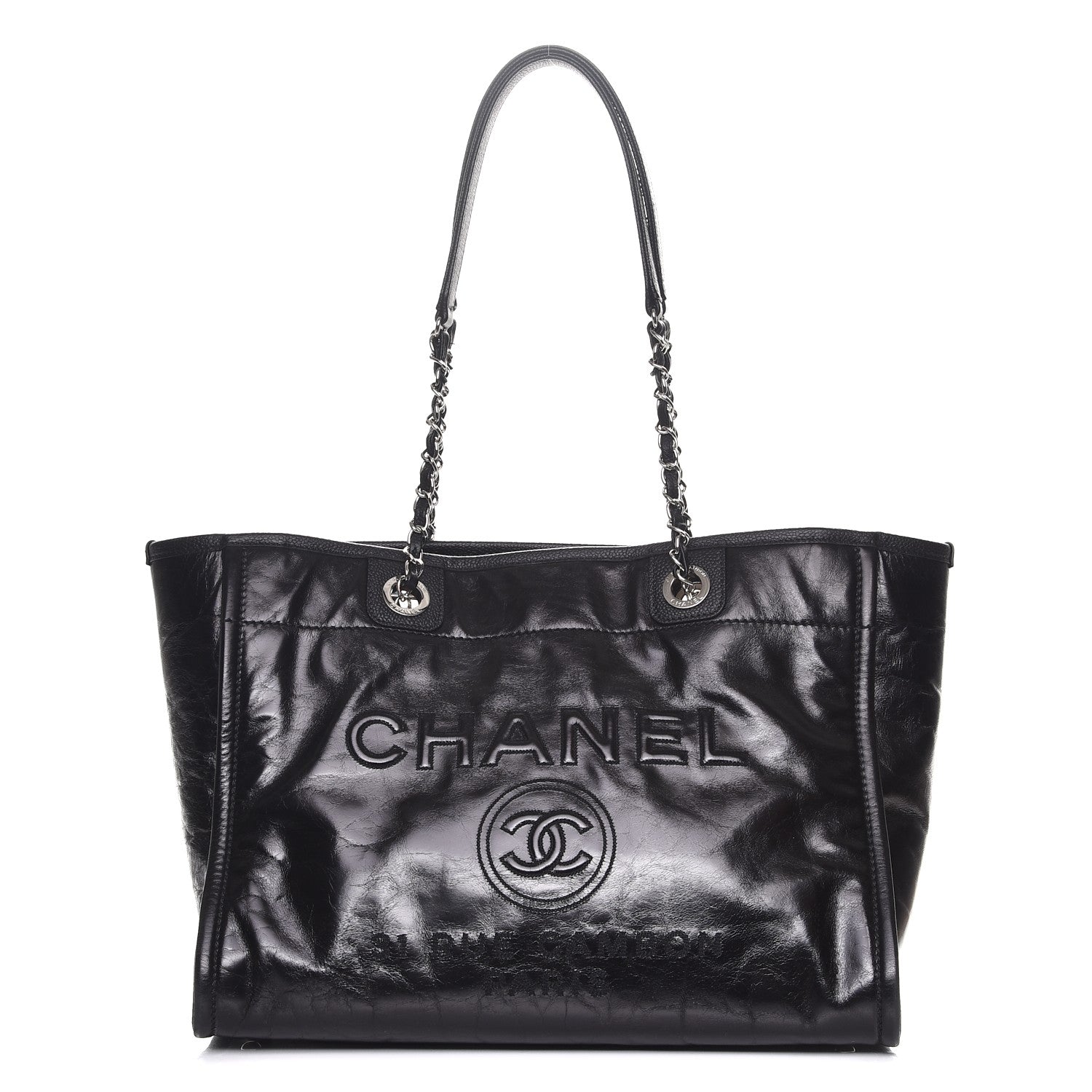 Chanel Glazed Calfskin Small Deauville Tote Black 1 of 7