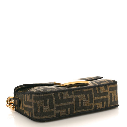 Fendi Fabric Jacquard FF 1974 Mini Baguette Tobacco Moro Black 4 of 10