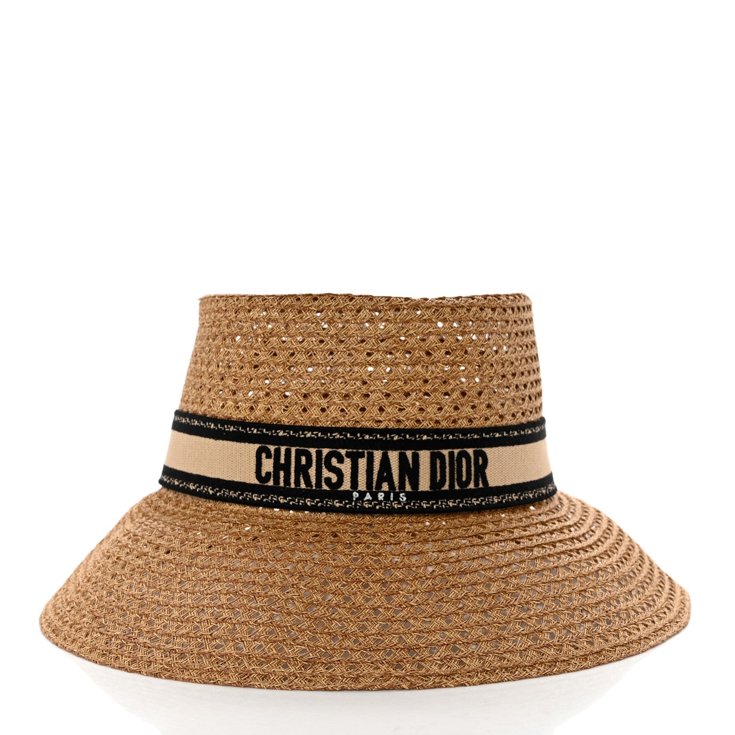 Christian Dior Straw Embroidered D-Bobby Large Brim Hat 59 Natural 3 of 9