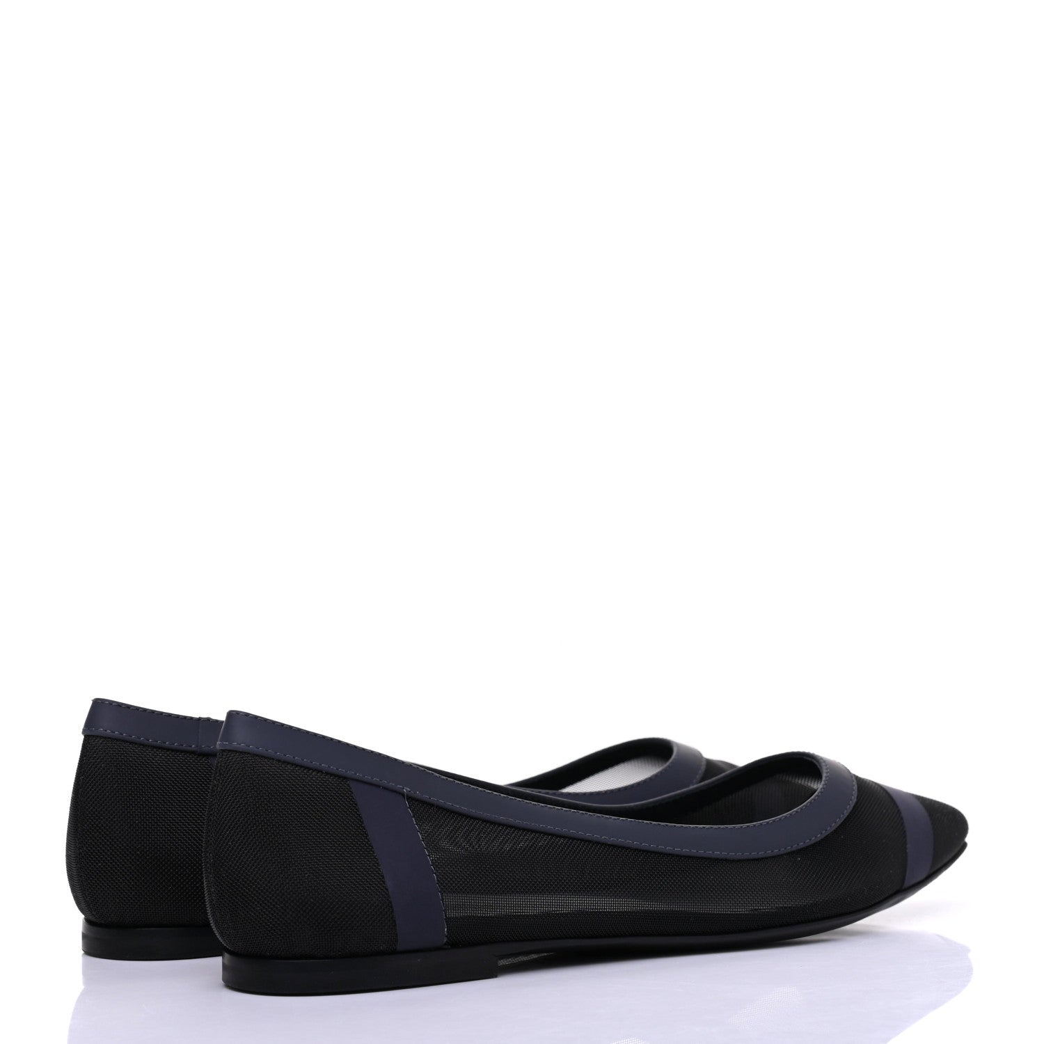 Fendi Mesh FF Skimmer Ballerina Flats 35 Navy Black 4 of 10