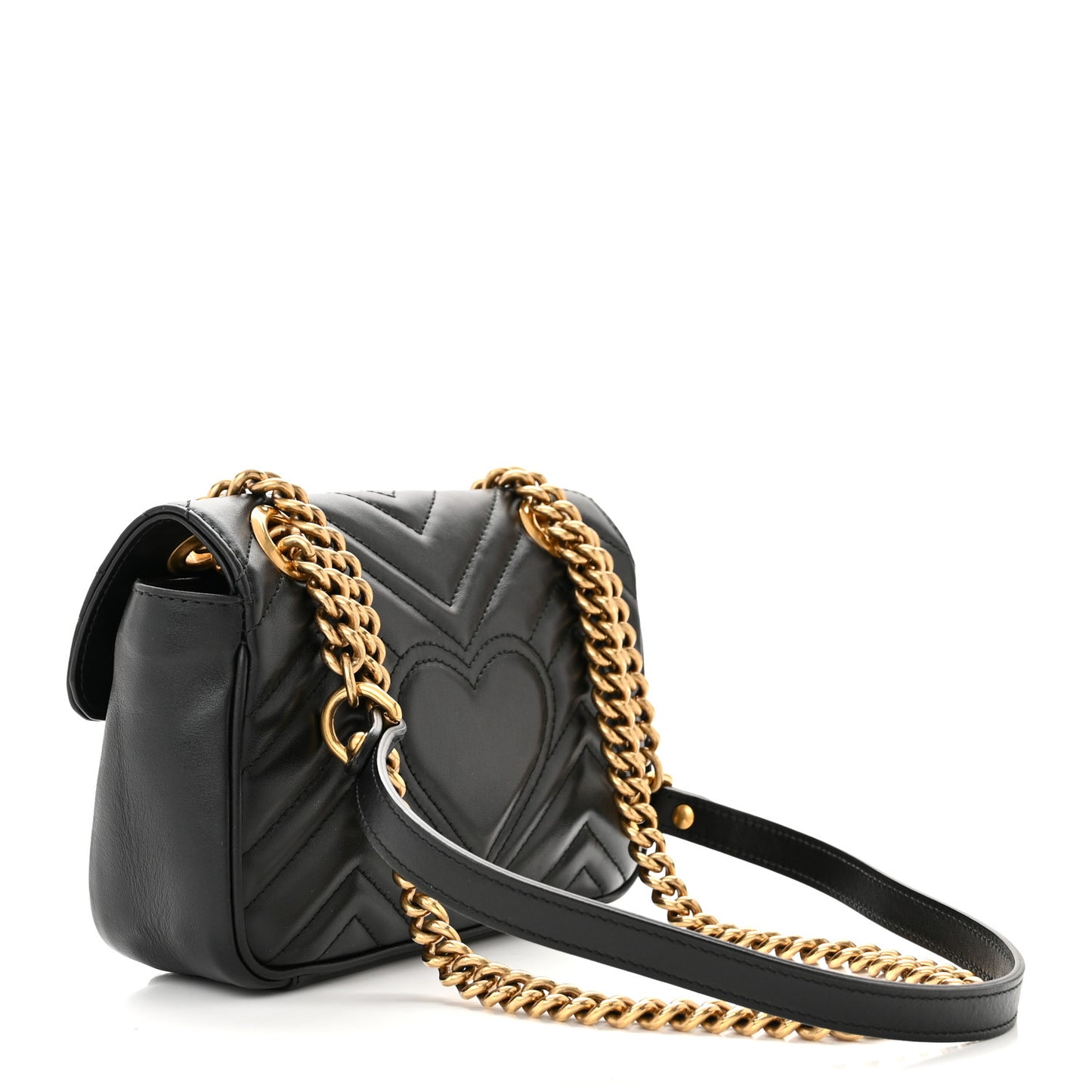 Calfskin Matelasse Mini GG Marmont Shoulder Bag Black
