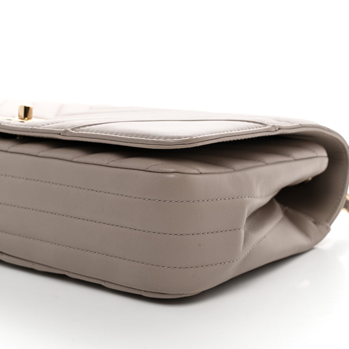 Calfskin Chevron Quilted Large Statement Flap Beige