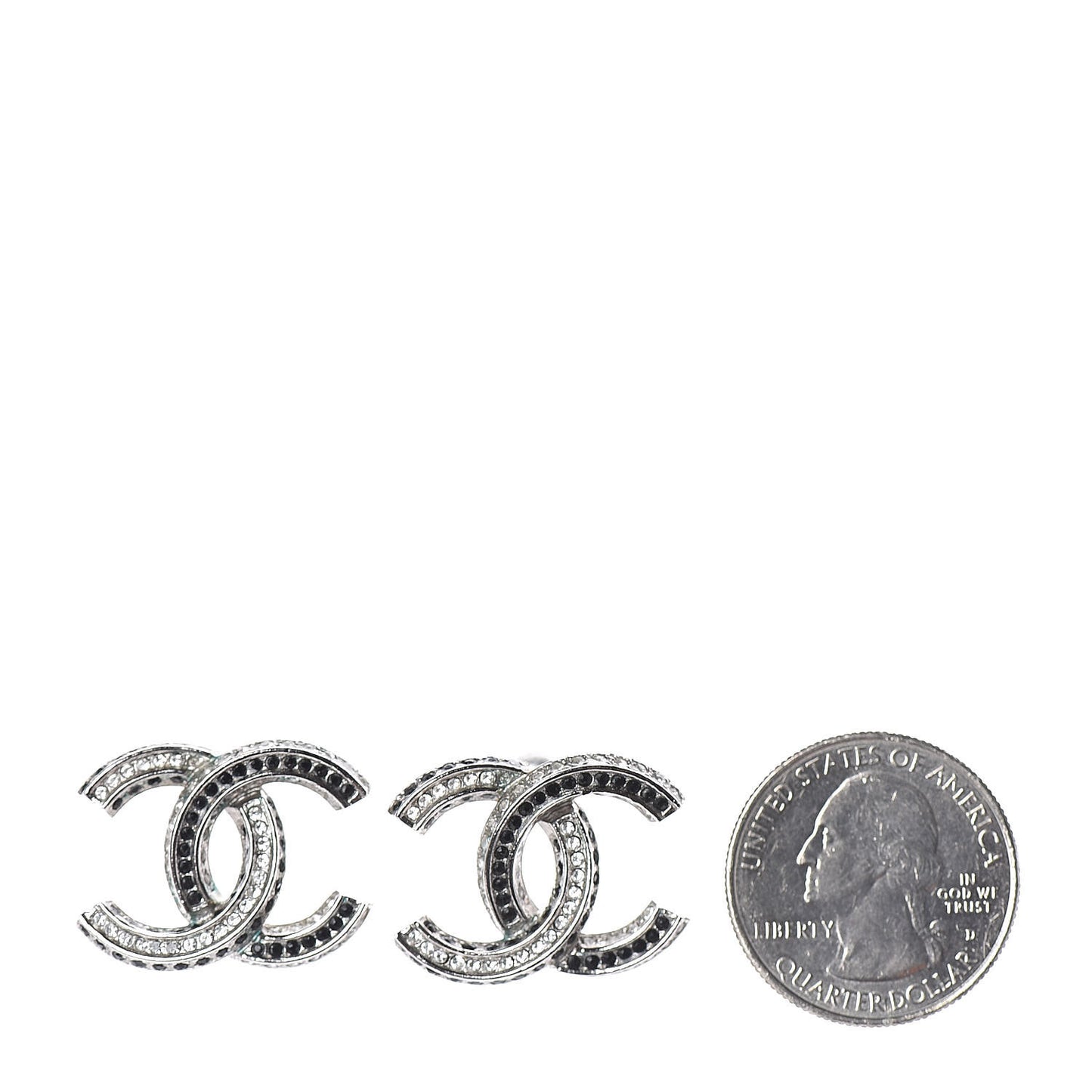 Ruthenium Crystal CC Earrings Silver Black