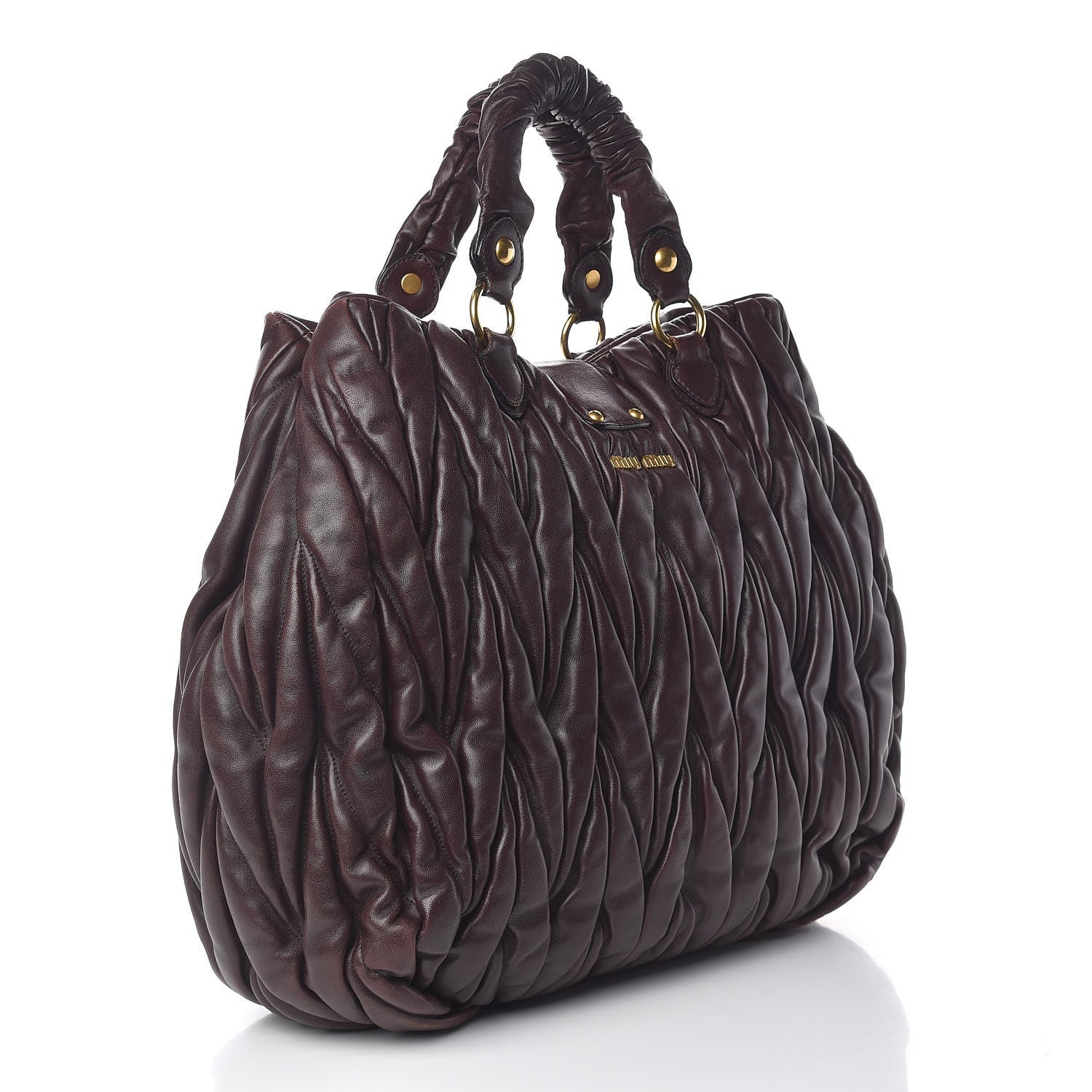 Miu Miu Nappa Matelasse Satchel Brown 3 of 18