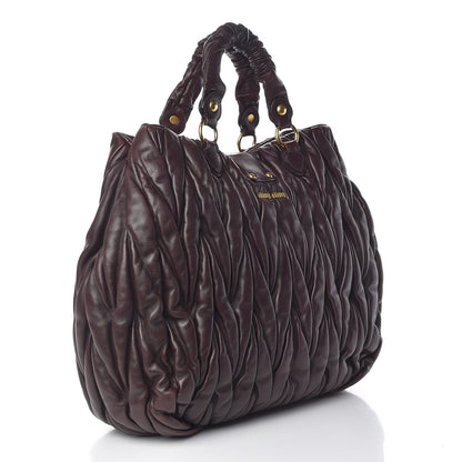 Miu Miu Nappa Matelasse Satchel Brown 3 of 18