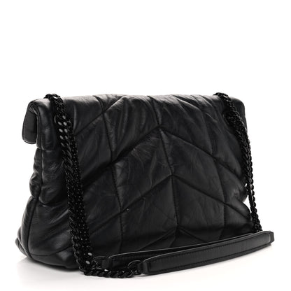 Saint Laurent Lambskin Quilted Small Loulou Puffer Monogram Chain Satchel Black 3 of 9