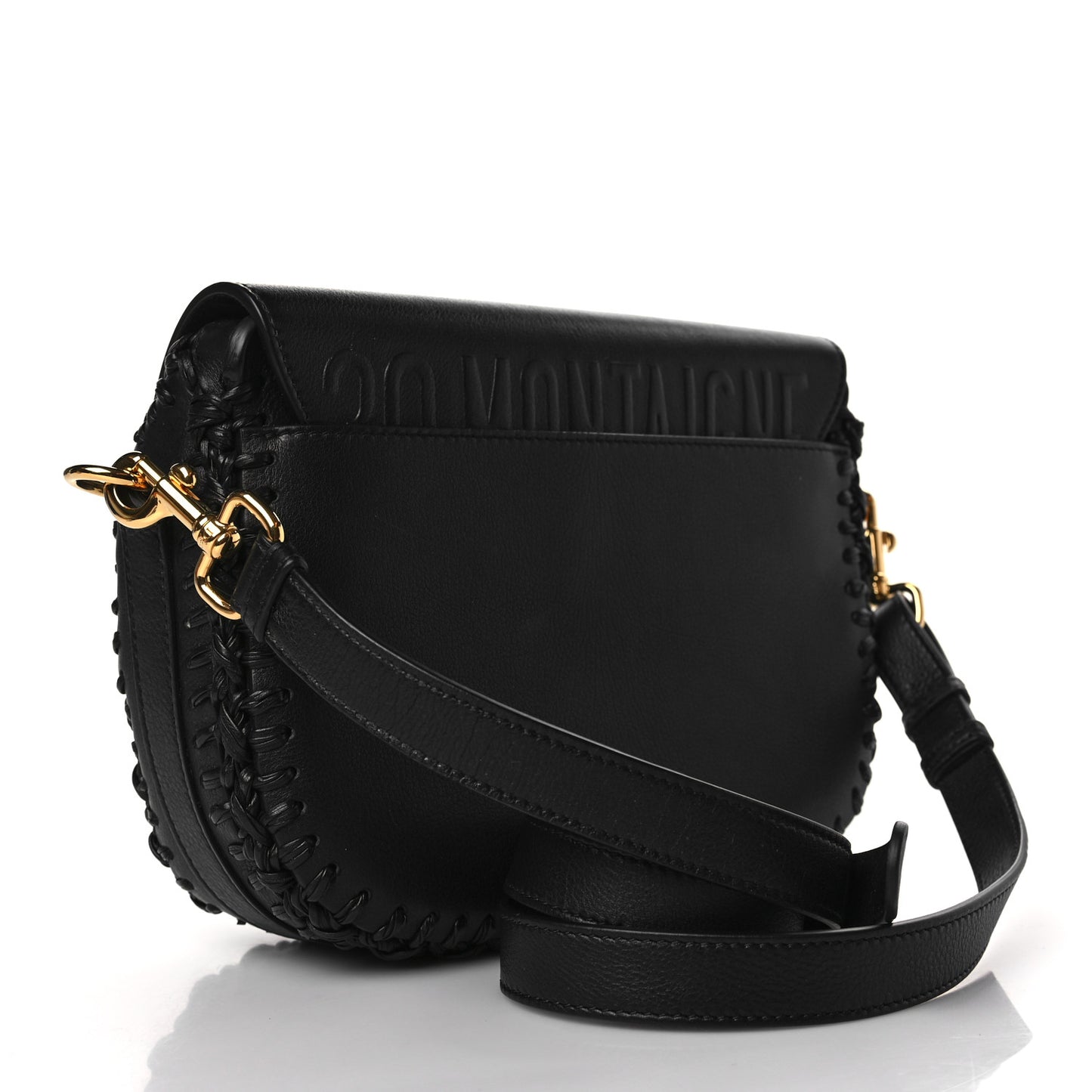 Grained Calfskin Medium Whipstitched Bobby Bag Black