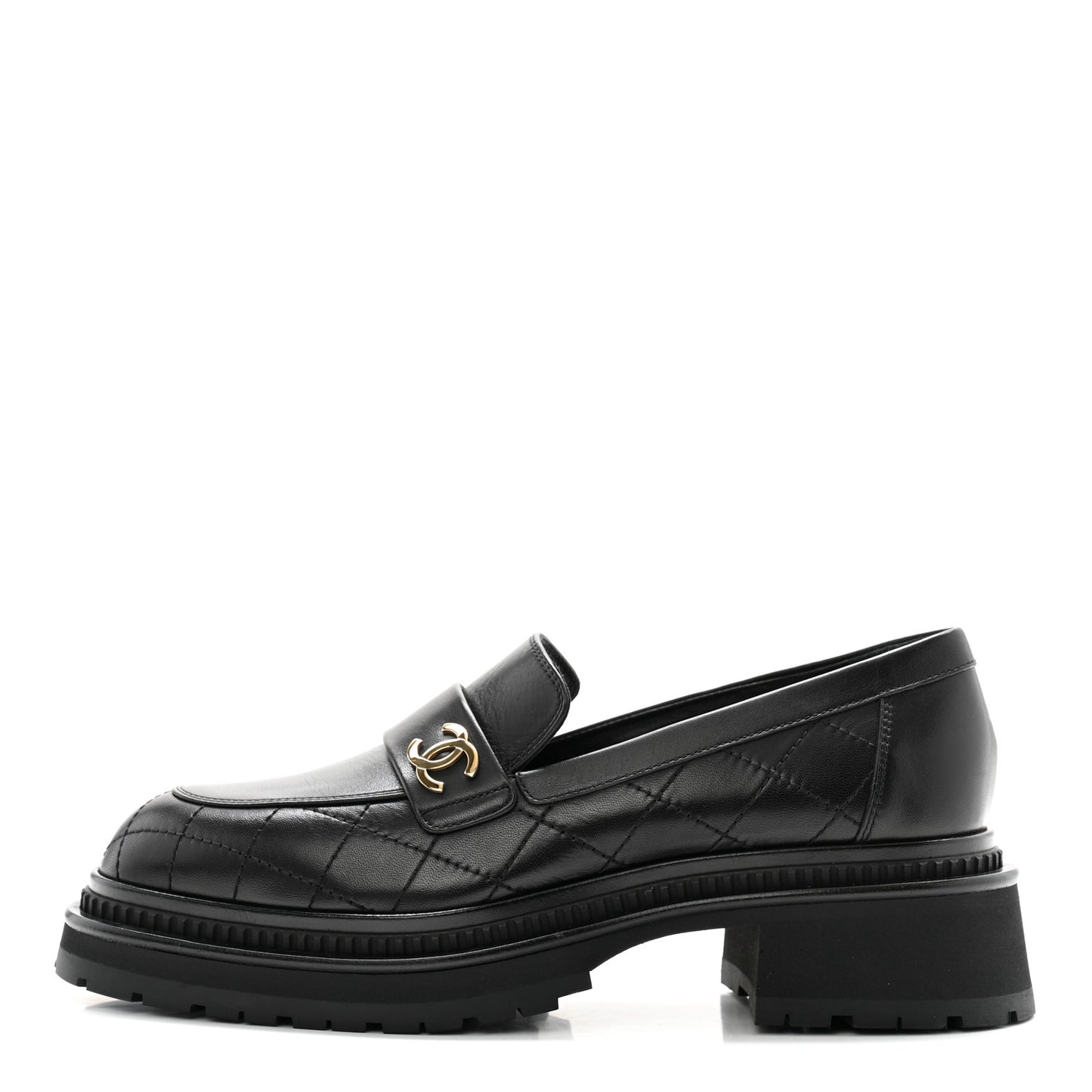 Calfskin Quilted CC Mocassin Loafers 41 Black