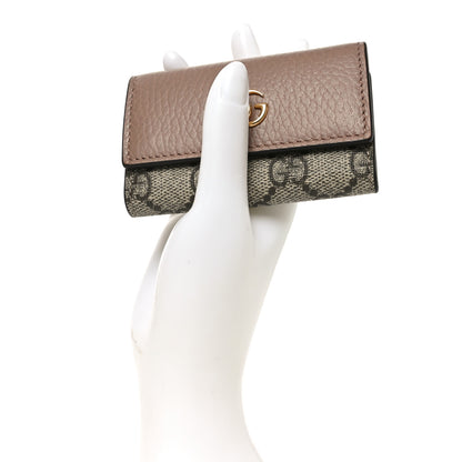 Gucci Dollar Calfskin GG Supreme Monogram GG Marmont 6 Key Holder Case Old Rose Beige Ebony 2 of 8