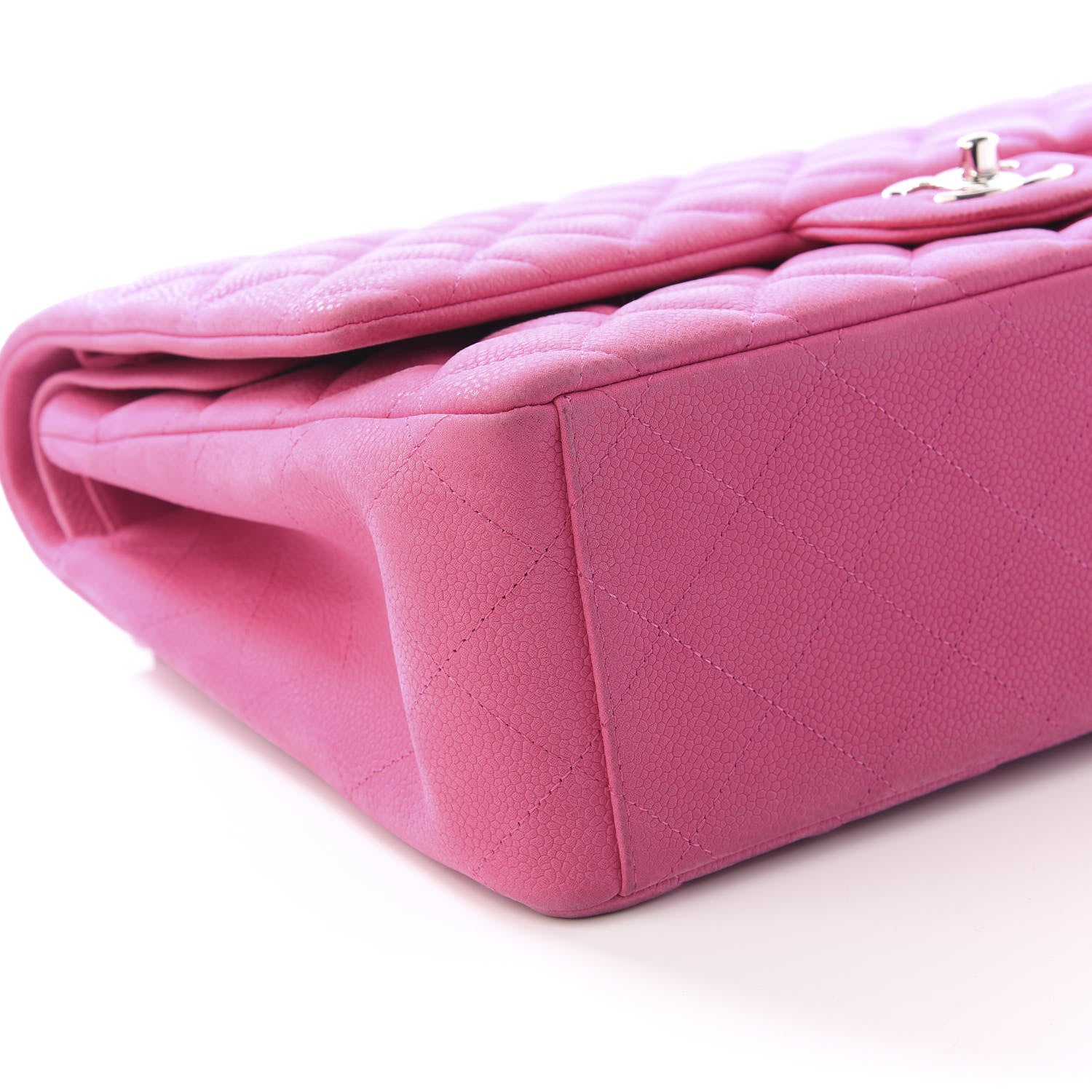 Chanel Iridescent Caviar Quilted Maxi Double Flap Hot Pink 5 of 9