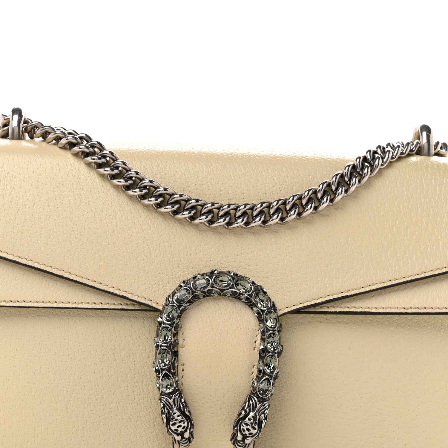 Gucci Textured Calfskin Crystal Small Dionysus Shoulder Bag Mystic White 9 of 15