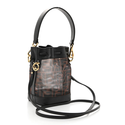Fendi Mesh Vitello Grace F is Fendi FF 1974 Mini Mon Tresor Bucket Bag Marrone Black Ebano 3 of 10