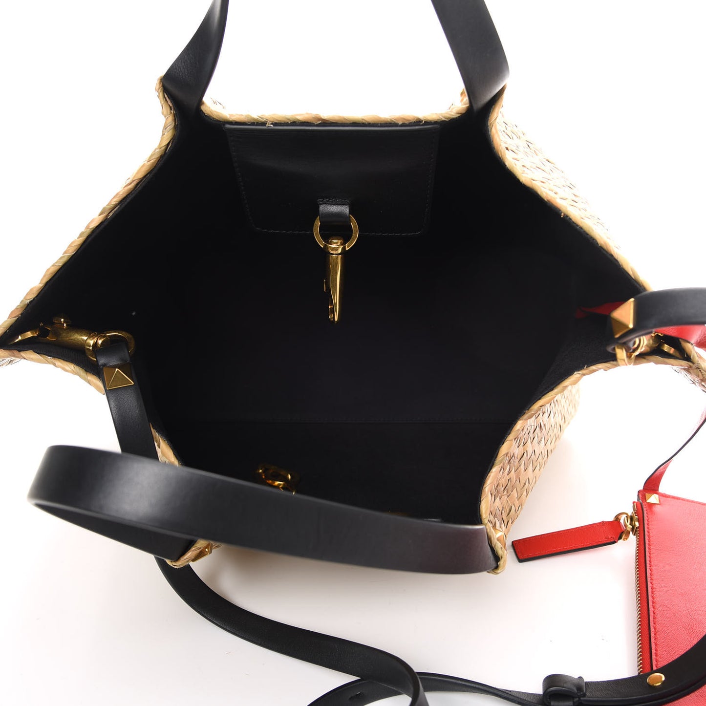 Raffia Medium Vlogo Escape Shopper Natural Black Rouge