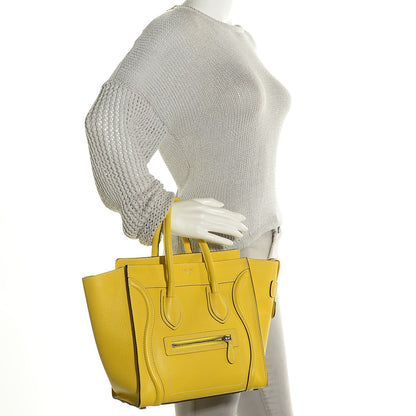 Celine Drummed Calfskin Micro Luggage Citron 2 of 8