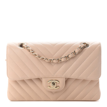 Chanel Caviar Chevron Quilted Small Double Flap Beige 1 of 9