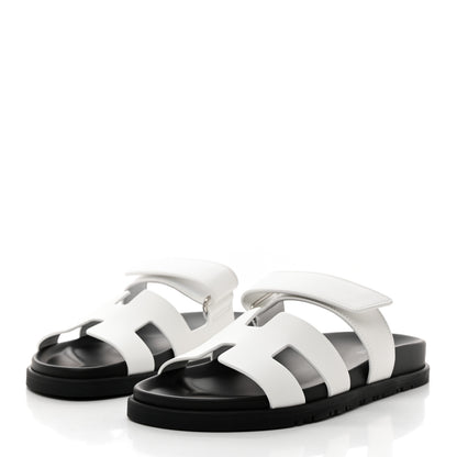 Hermes Calfskin Womens Chypre Sandals 38.5 White 3 of 9