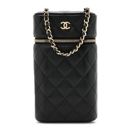 Chanel Caviar Quilted Phone Holder With Chain Black 1 of 11