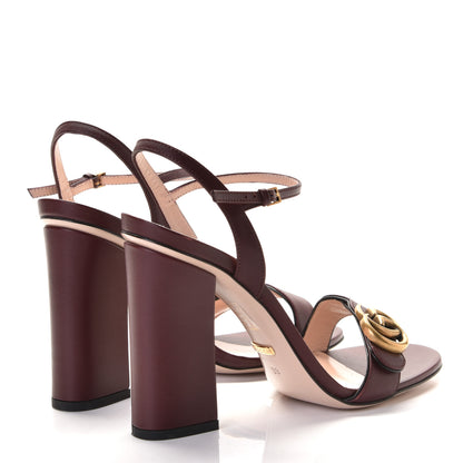 Gucci Lifford Calfskin GG Marmont Ankle Wrap 105mm Sandals 39 Vintage Bordeaux 4 of 8