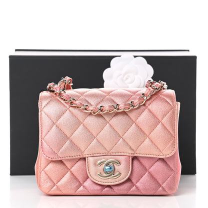 Chanel Metallic Lambskin Quilted Ombre Mini Square Flap Pink 11 of 11