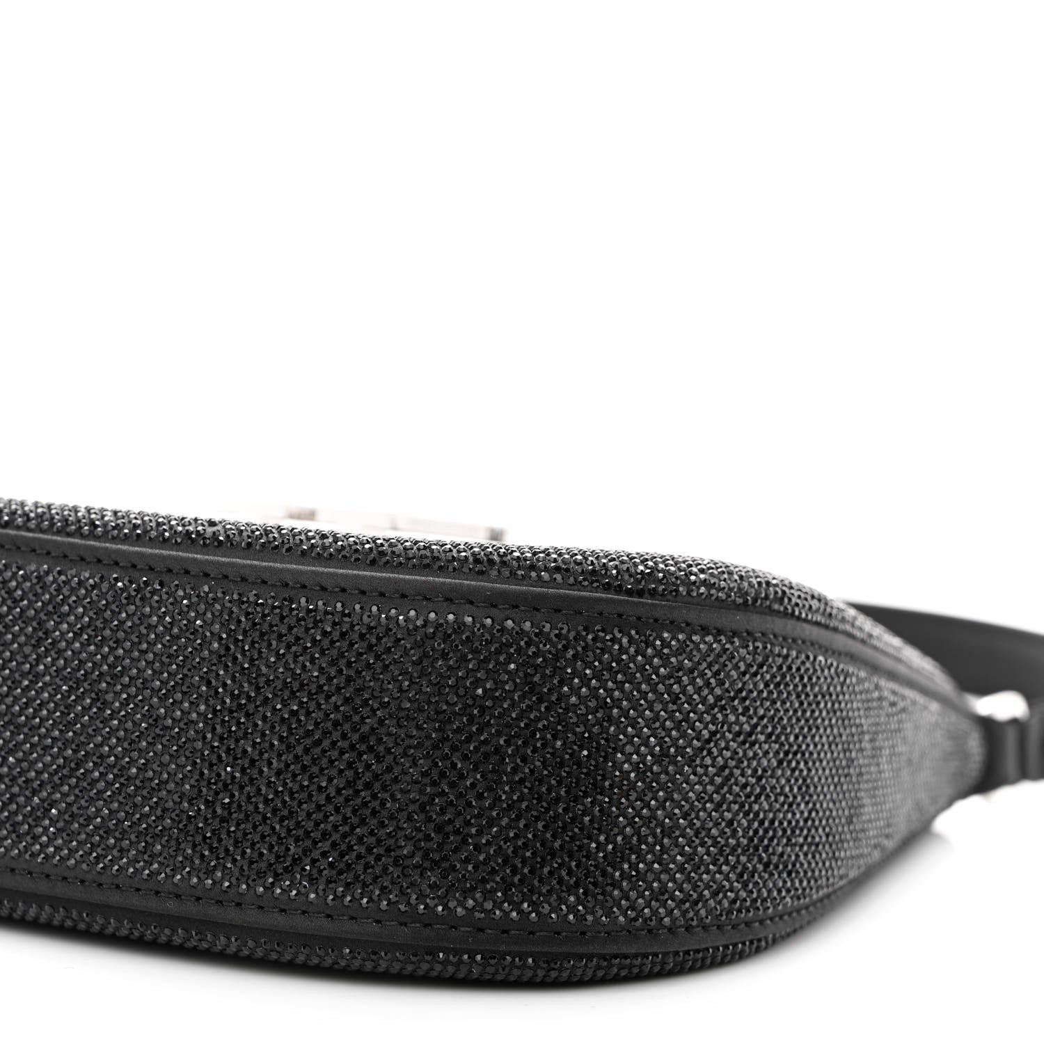 Alexander Wang Calfskin Satin Crystal Embellished Small Legacy Glitter Hobo Black 9 of 15