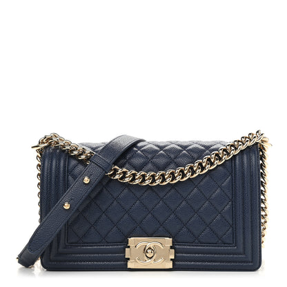 Chanel Caviar Quilted Medium Boy Flap Dark Blue 1 of 10