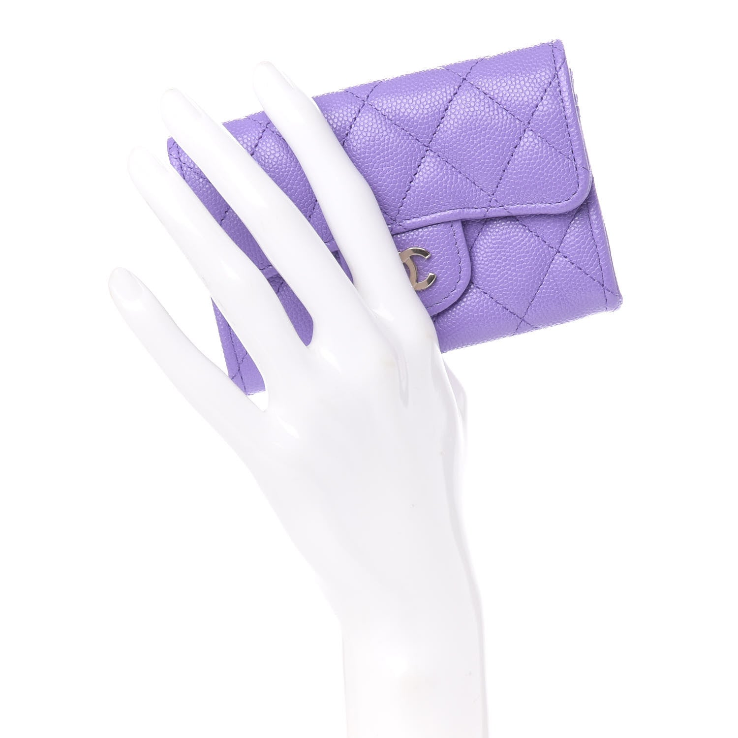 Chanel Caviar Quilted Flap Card Holder Wallet Purple 2 of 11