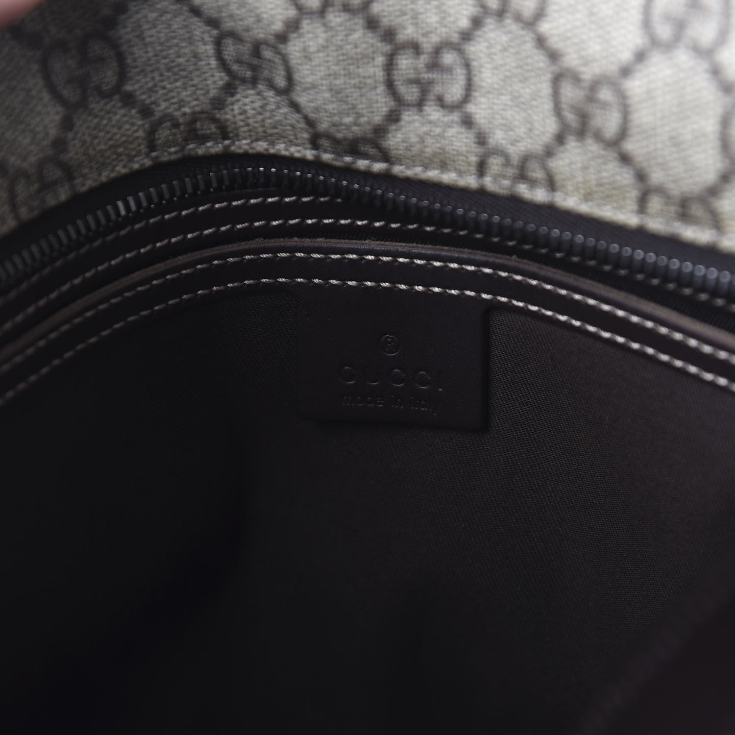 Gucci GG Supreme Monogram Medium Zippered Shopping Tote Dark Brown 8 of 10