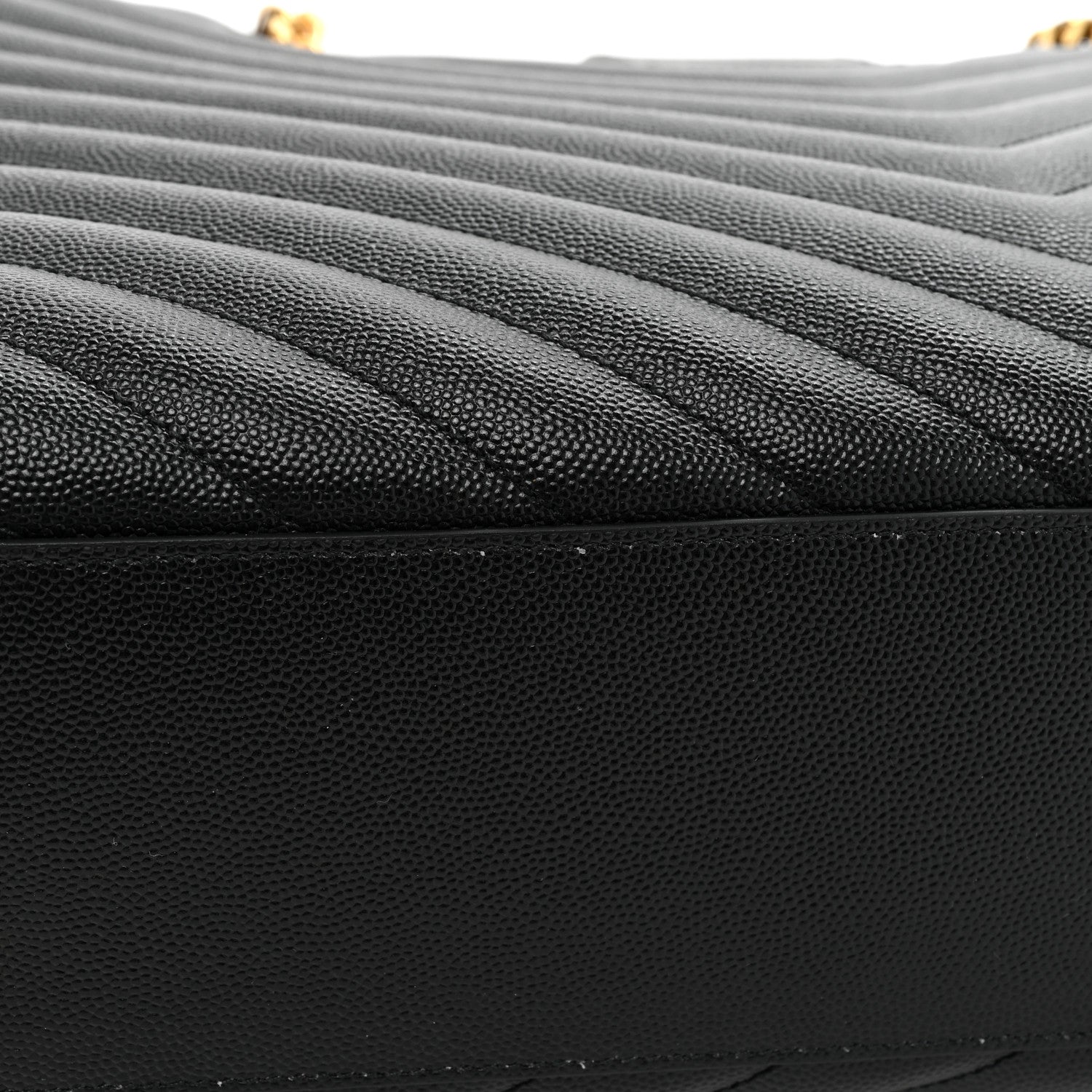 Saint Laurent Grain De Poudre Matelasse Chevron Monogram Shopping Bag Black 14 of 14