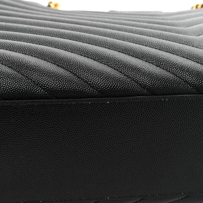 Saint Laurent Grain De Poudre Matelasse Chevron Monogram Shopping Bag Black 14 of 14