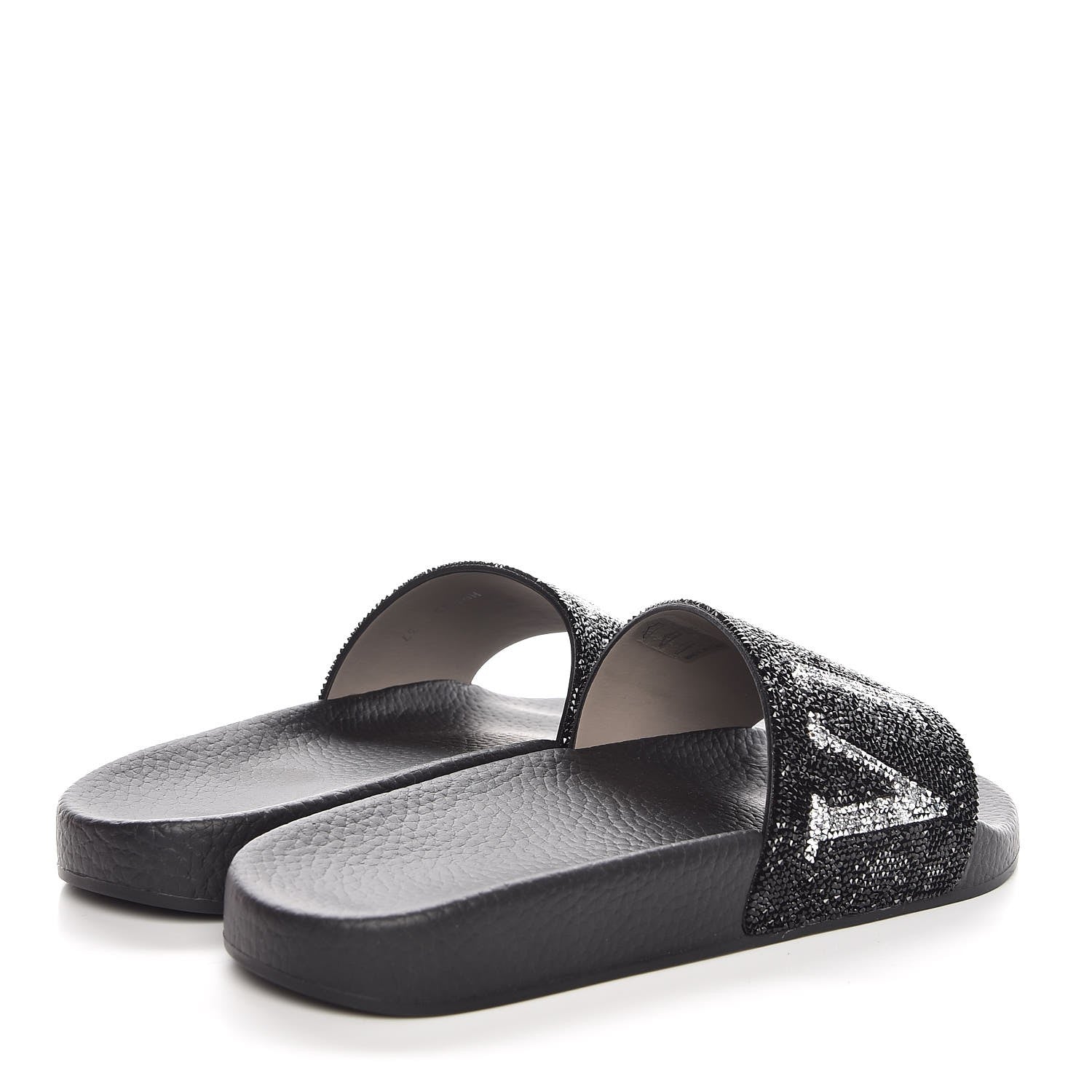 Valentino Garavani Rubber Crystal Embellished VLTN Slide Sandals 37 Black 4 of 8