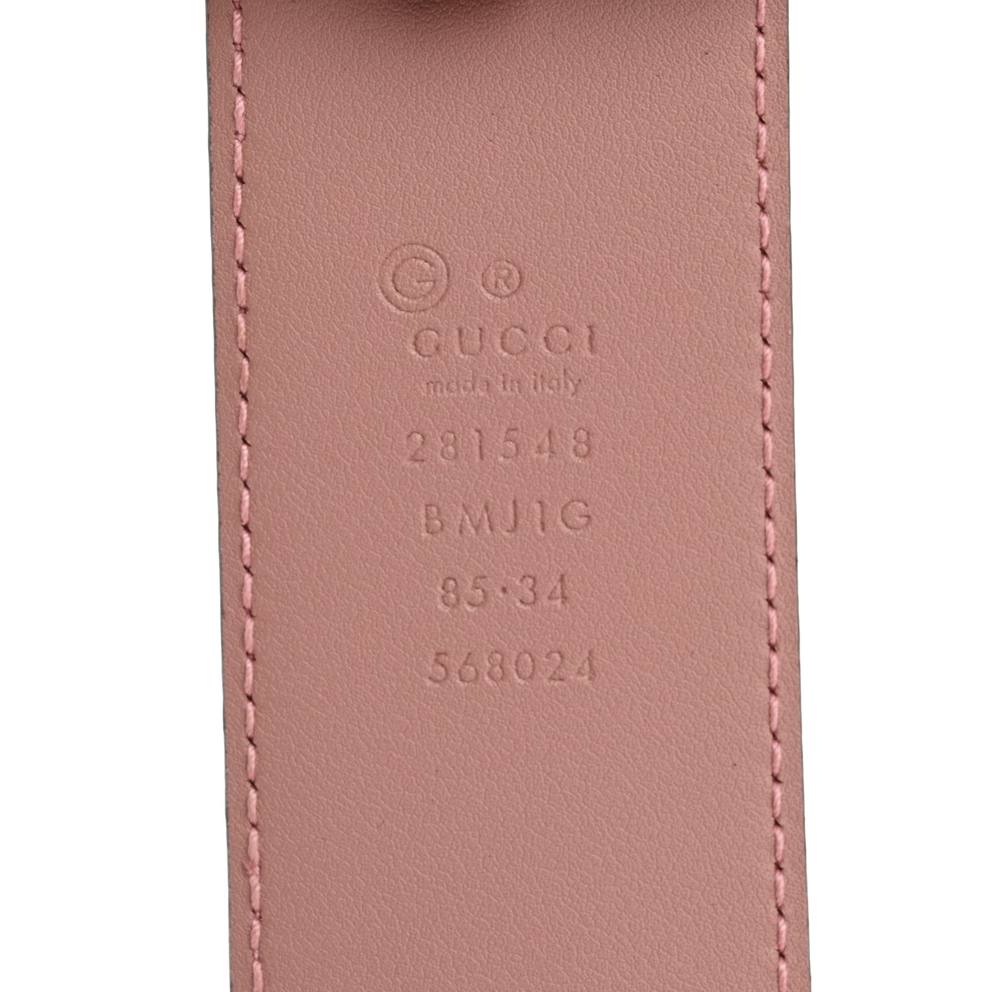 Soft Microguccissima Margaux Calfskin Belt 85 34 Soft Pink