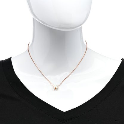 Hermes Lacquered Rose Gold Mini Pop H Pendant Necklace White 2 of 6
