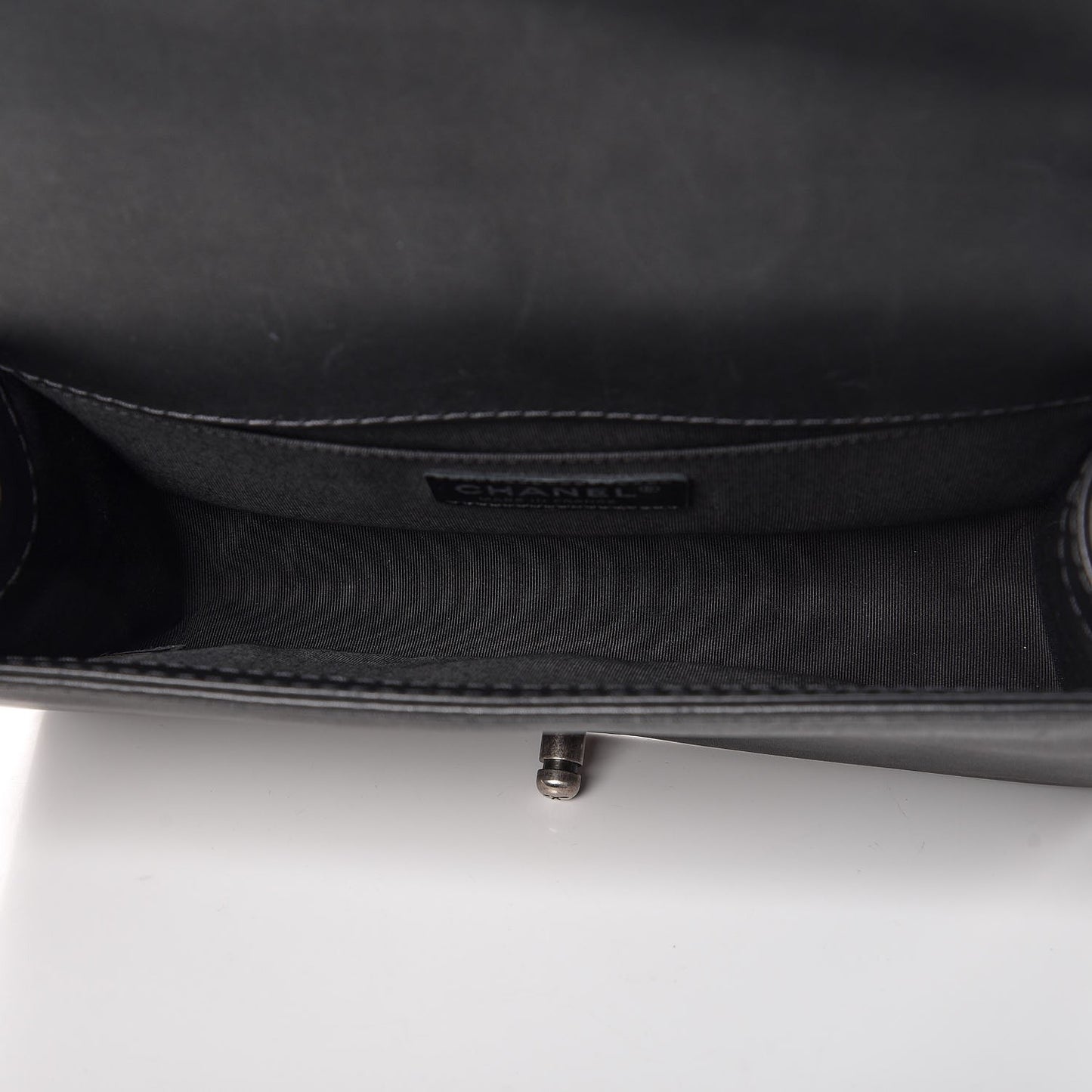 Calfskin Double Stitch Medium Boy Flap Black
