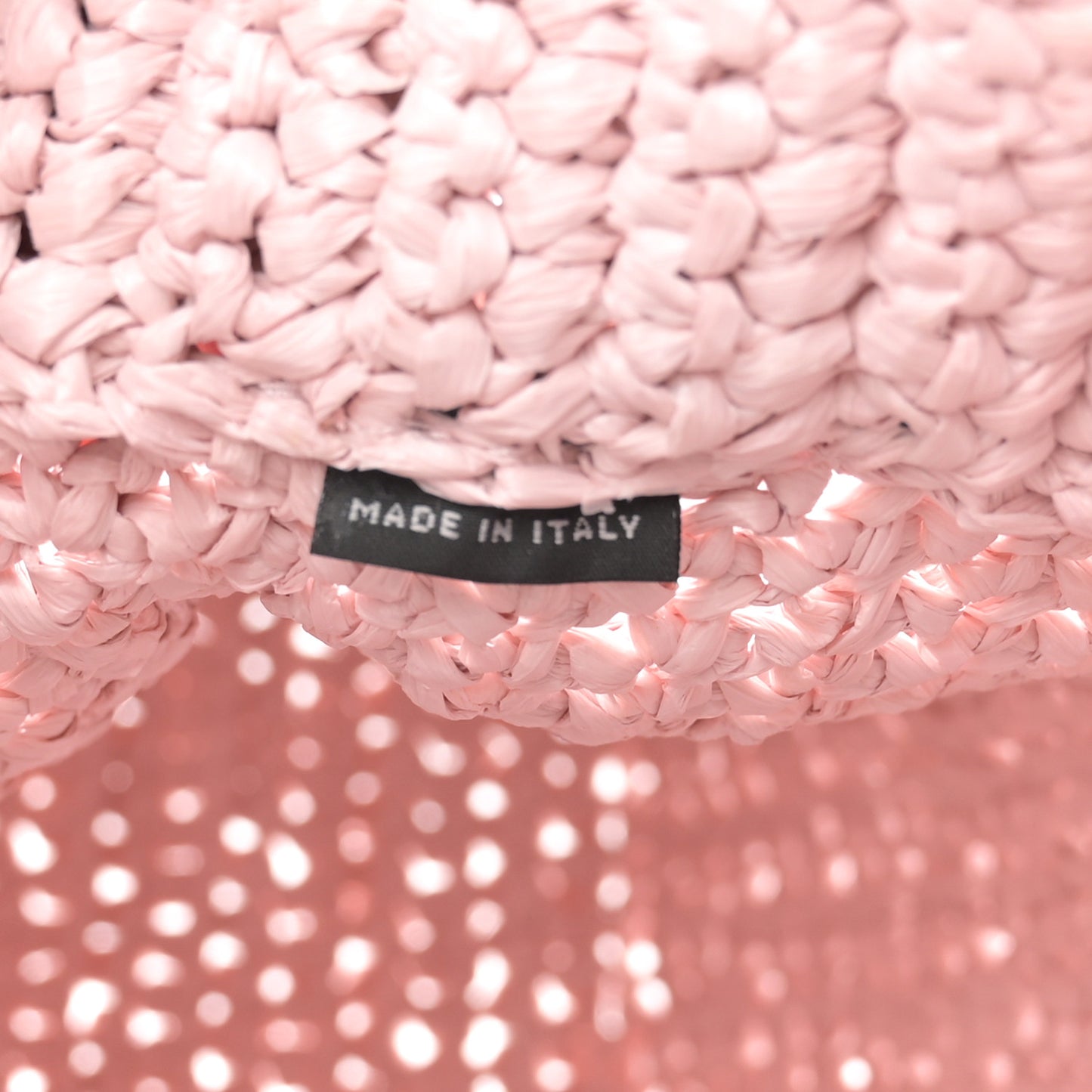Yarn Raffia Effect Crochet Small Logo Tote Alabastro