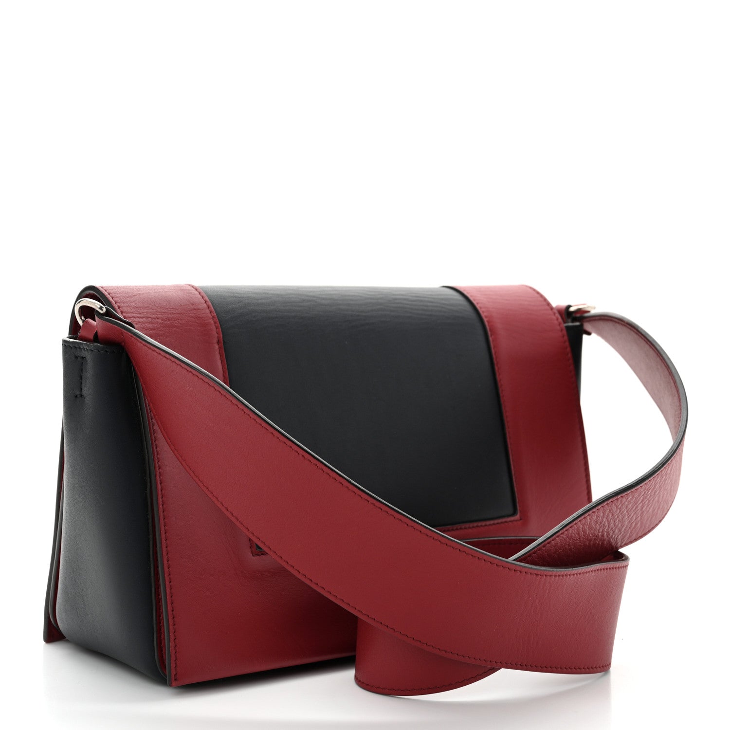 Celine Shiny Smooth Calfskin Medium Frame Shoulder Bag Red Navy 3 of 10