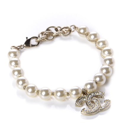 Chanel Pearl Crystal CC Bracelet Gold 1 of 5