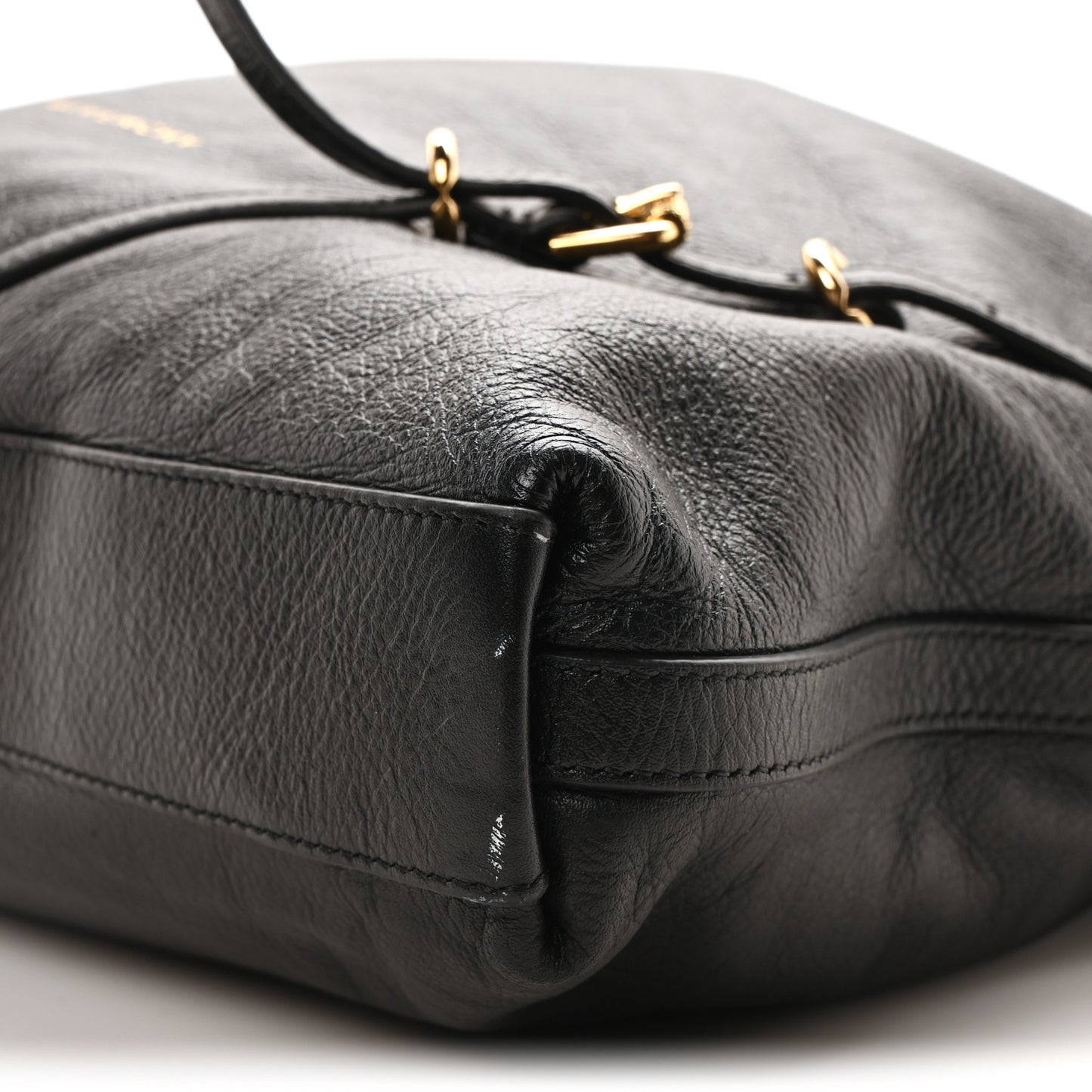 Tumbled Calfskin Medium Voyou Bag Black