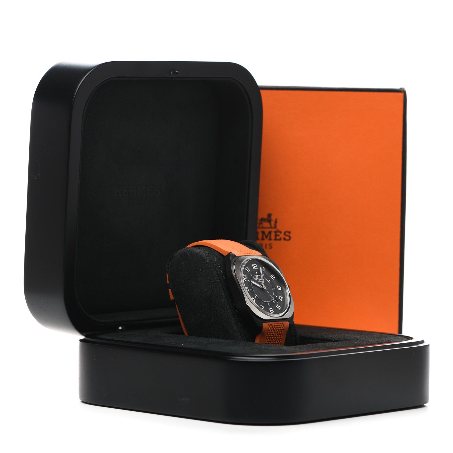 Hermes DLC Coated Titanium Rubber 39mm H08 Automatic Watch Orange 5 of 5