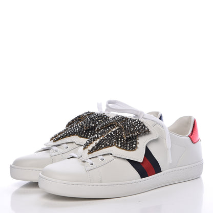 Gucci Calfskin Ayers Web Womens Ace Bow Lace Sneakers 40.5 White 3 of 15