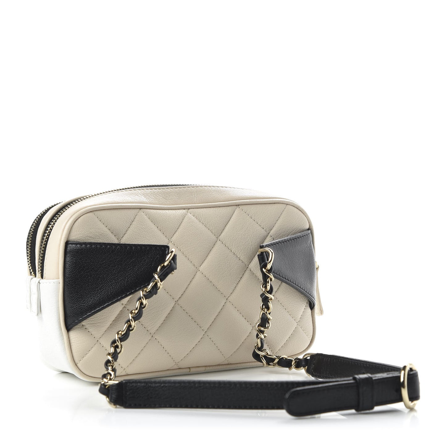 Goatskin Quilted Waist Bag Beige White Black