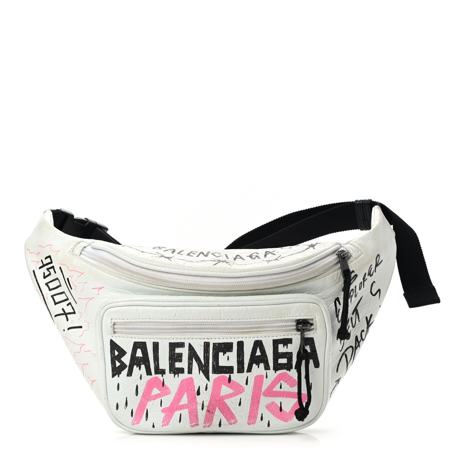 Balenciaga Agneau Arena Graffiti All Over Explorer Belt Bag White Multicolor 1 of 15