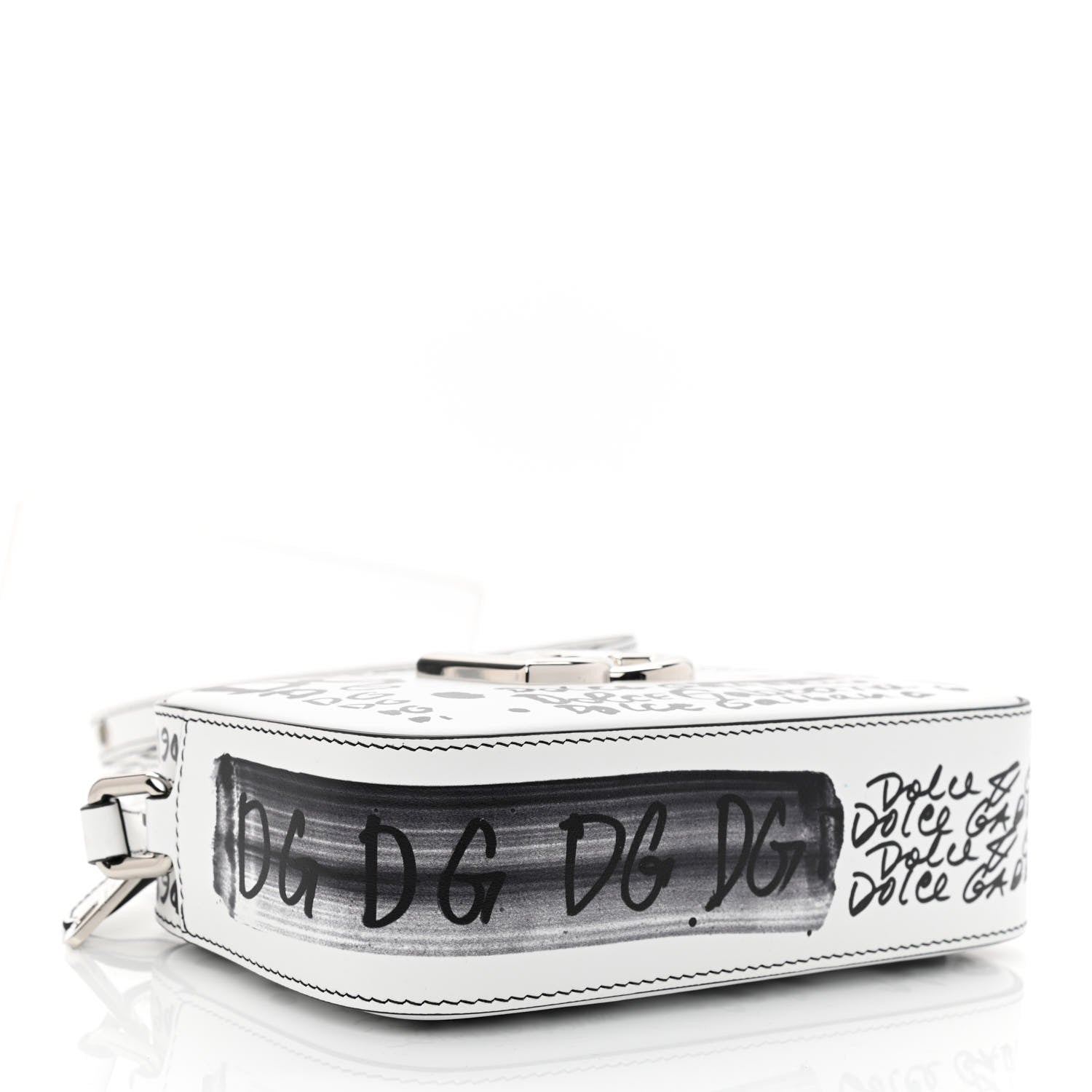 Dolce & Gabbana Calfskin DG Graffiti Print Camera Crossbody White 4 of 9