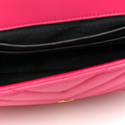 Saint Laurent Calfskin Matelasse Chevron Classic Monogram Baby Chain Bag Fuchsia 5 of 9