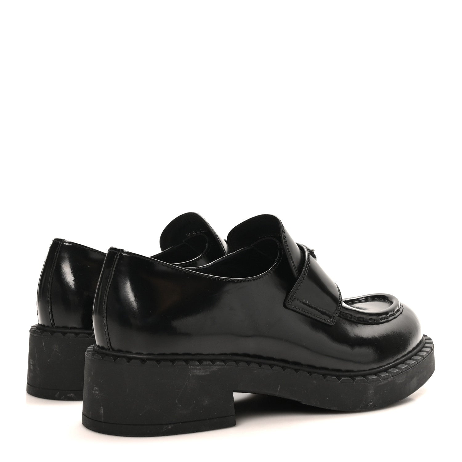 Prada Spazzolato Metal Triangle Logo 50mm Loafers 40 Black 5 of 9