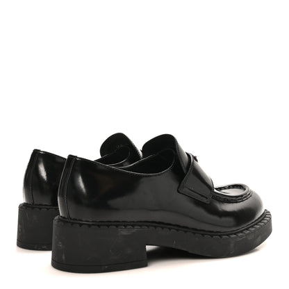 Prada Spazzolato Metal Triangle Logo 50mm Loafers 40 Black 5 of 9