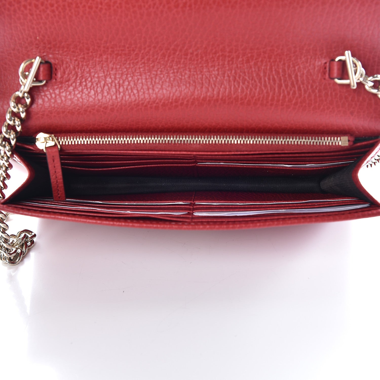 Gucci Dollar Calfskin Interlocking G Chain Wallet Red 7 of 10