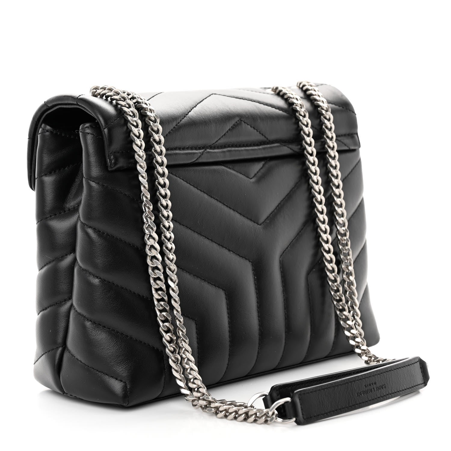 Saint Laurent Calfskin Y Quilted Monogram Small Loulou Chain Satchel Black 3 of 11