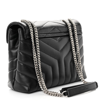 Saint Laurent Calfskin Y Quilted Monogram Small Loulou Chain Satchel Black 3 of 11