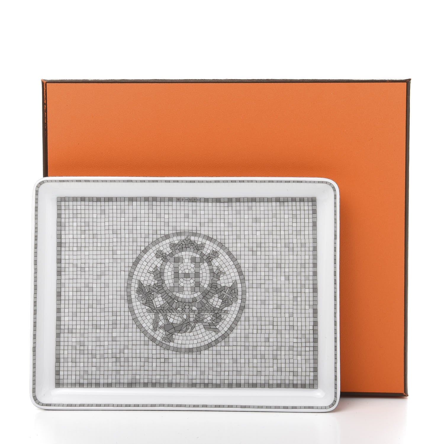 Hermes Porcelain Mosaique Au 24 Sushi Plate Platine 5 of 5
